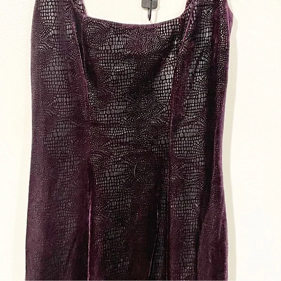 Betsey Johnson Size Small Vintage Purple Velvet Snake Print Bodycon Tank Dress - Picture 2 of 5